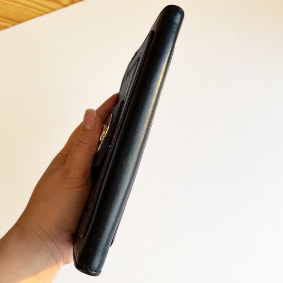 Cole Haan Black Turn Lock Wallet Pebbled Leather - Picture 6 of 6